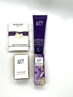 Mugler Alien Gift Set Perfuming Stick, EDP Miniature, Body Lotion Women LOT of 5